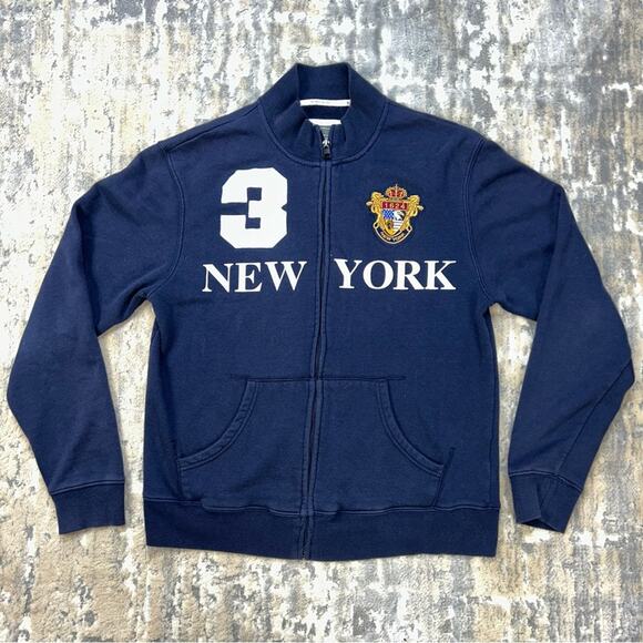 Robin Ruth New York 3 Navy Blue Zip Up Sweatshirt Large - Picture 1 of 8